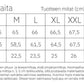 Versonpuoti Tuuli t-paita naisille mittataulukko