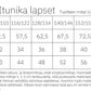 Versonpuodin fiftaritunika lapsille vaatteen mittataulukko